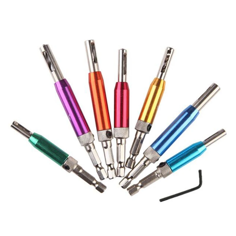 

7+1Pcs Center Drill Bit Doors Self-Centering Hinge Tapper Core Drill Bit Set Hole Puncher Woodworking Tools