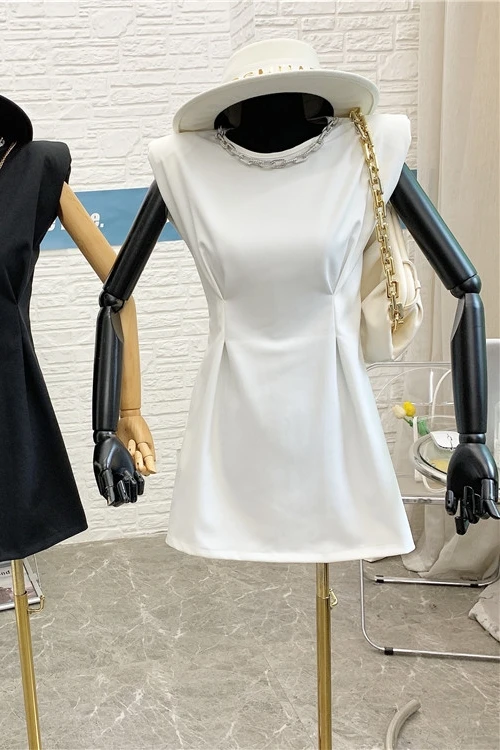 

New Design 2021 Spring and Summer Female Diamond Chain Sleeveless Dress Waist Slimming Elegant Dress