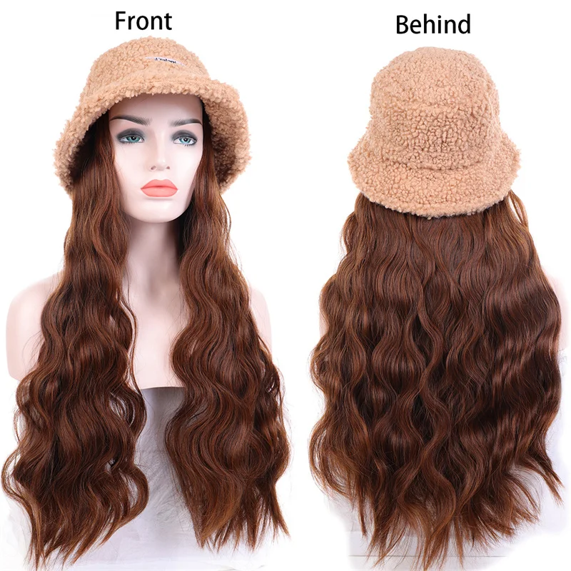 

Wig Hat Lambs Wool Bucket Womens Hats With Hair Girls Fisherman Cap With Hair Winter Cap Hair Wig Hair Extensions