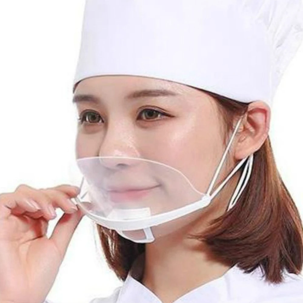 10/50Pcs Transparent Plastic PC Mask Restaurant Canteen Chef Cooking Facial Protection Masks Kitchen Accessories Home Gadgets |
