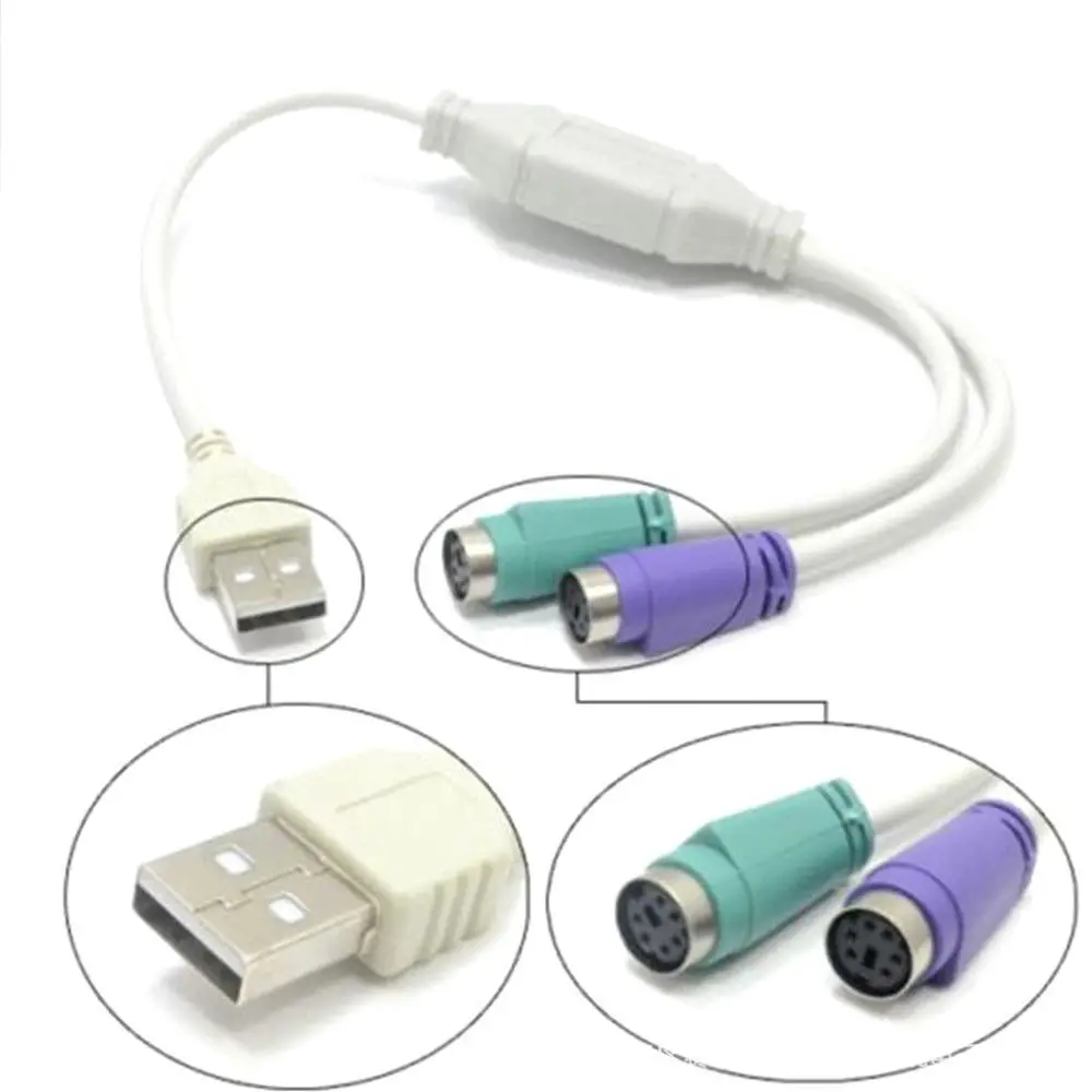 2 шт. USB мужчина к PS/2 PS2 Женский кабель Шнур конвертер адаптер клавиатура для