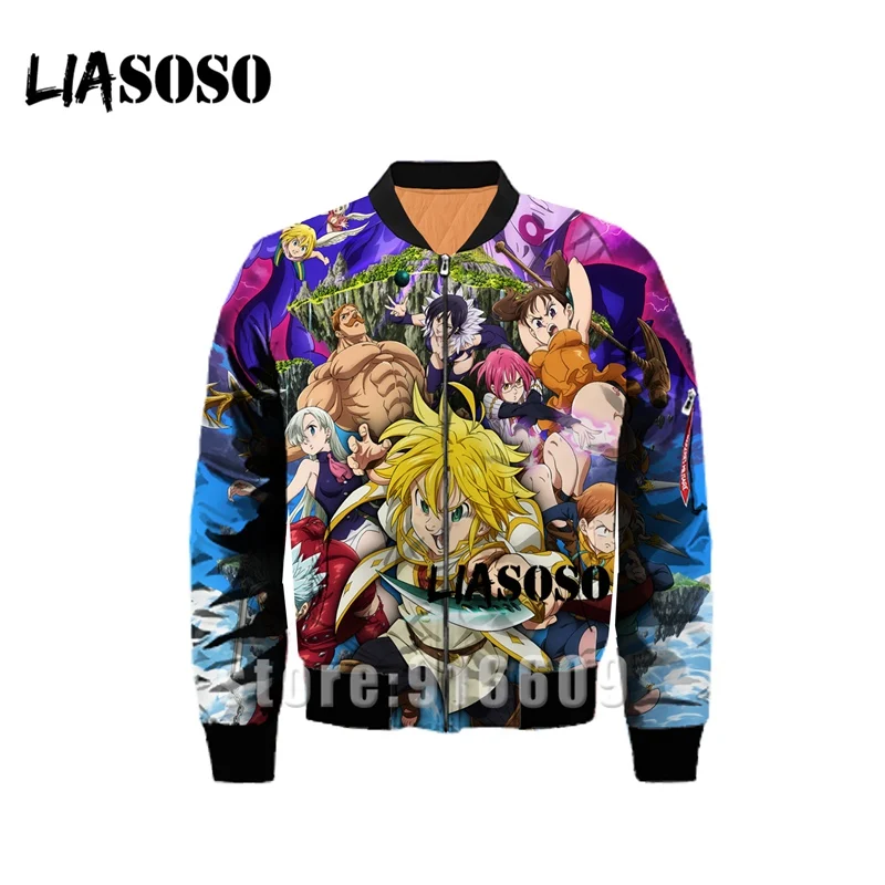 Зимняя куртка с 3D принтом Nanatsu No Taizai The Seven Deadly Sins, ветровка, пальто, толстовки, аниме, Толстовка Harajuku