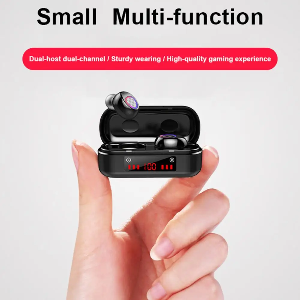 

TWS-стереонаушники V7 с поддержкой Bluetooth 5,0 и зарядным футляром