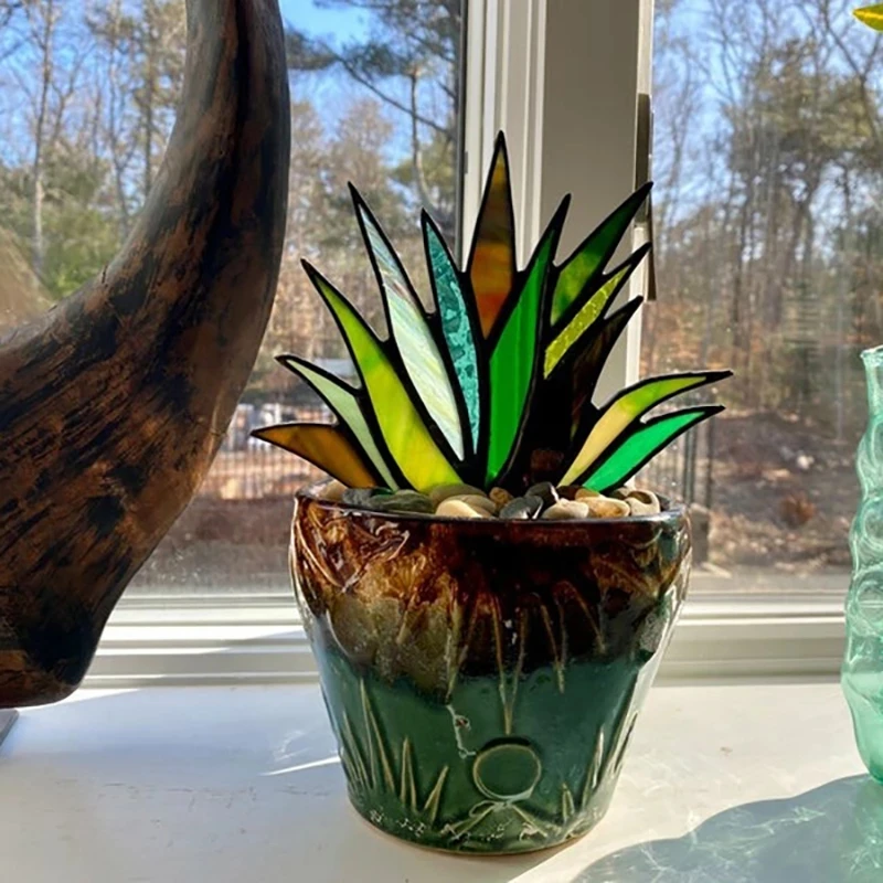 

Mini Agave Garden Decoration Stained Aloe Potted Plant for Home Garden Ornament