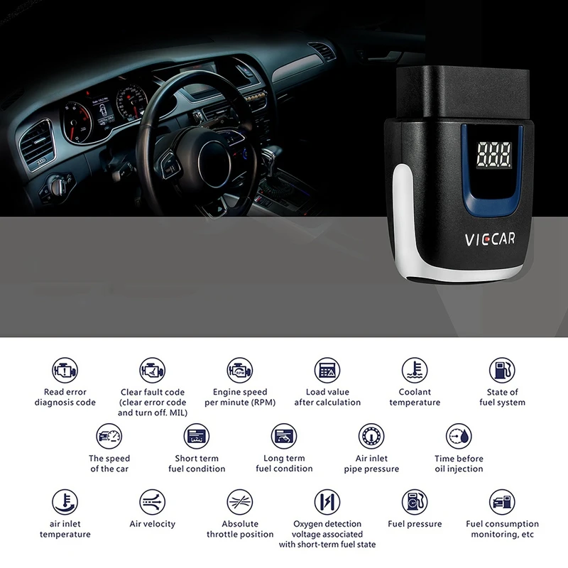 

Viecar ELM327 V2.2 OBD2 Code Reader Bluetooth 4.0 for Android/IOS Scanner ELM 327 OBD Car Diagnostic Auto Tool