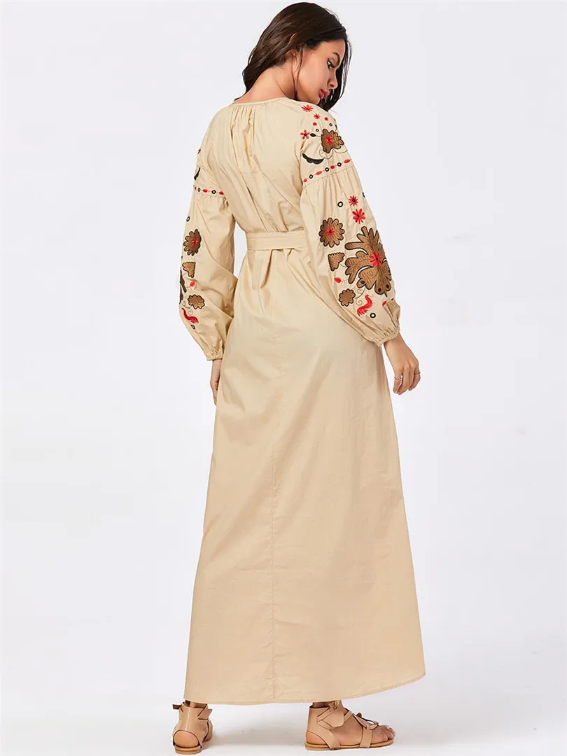 Женское платье с цветочной вышивкой Длинное Макси ДРАПИРОВАННОЕ кафтан нового