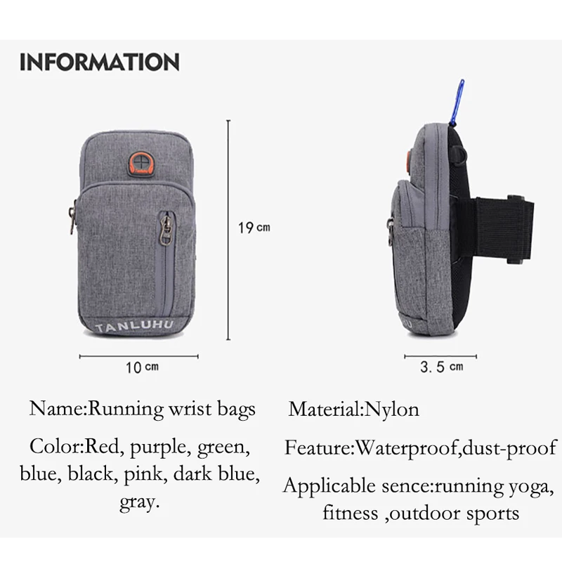 Сумка для бега на запястье водонепроницаемый Противоугонный чехол мобильный