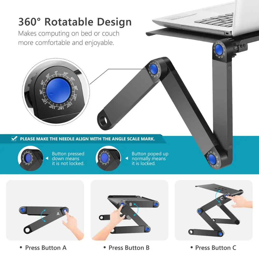 Neewer портативная Регулируемая подставка для ноутбука/стол вентилируемый с