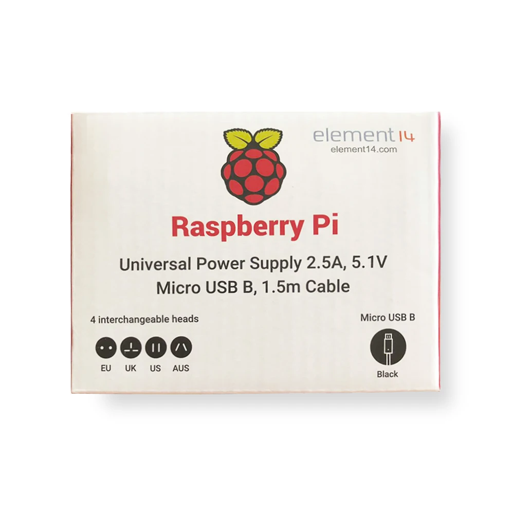 

Official Raspberry Pi Foundation 5V 2.5A Power Supply BLACK/WHITE