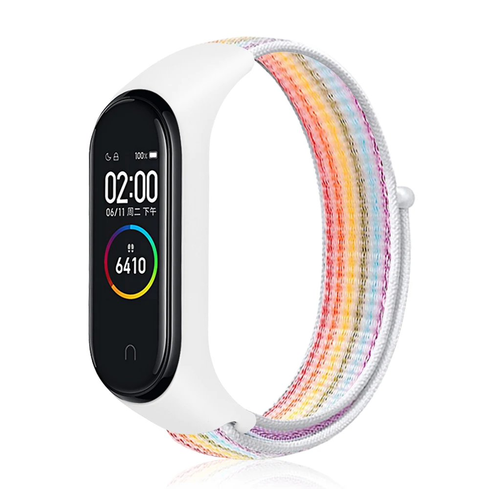 Нейлоновый ремешок для xiaomi mi band 4 браслет NFC смарт-часы замена xiaomi mi band 3 цветной Ремешок Браслет против потери - Цвет ремешка: seven stripes