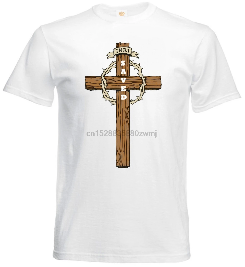 

Hot Selling 100 % Cotton Summer Fashion T-Shirt Jesus Christ Cross Saved Christian Faith Religious Slogan Quote Men T-Shirt