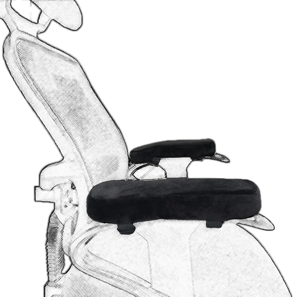 

2PCS Memory Armrest Pad Chair Armrest Pads Ultra-Soft Elbow Pillow Support with Strap (Black)