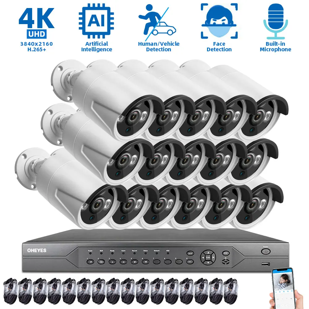 

H.265 CCTV Camera Security System Kit 4K 8CH HD Outdoor Video Surveillance POE IP Monitoring Camera System Set 16CH 5MP XMEYE