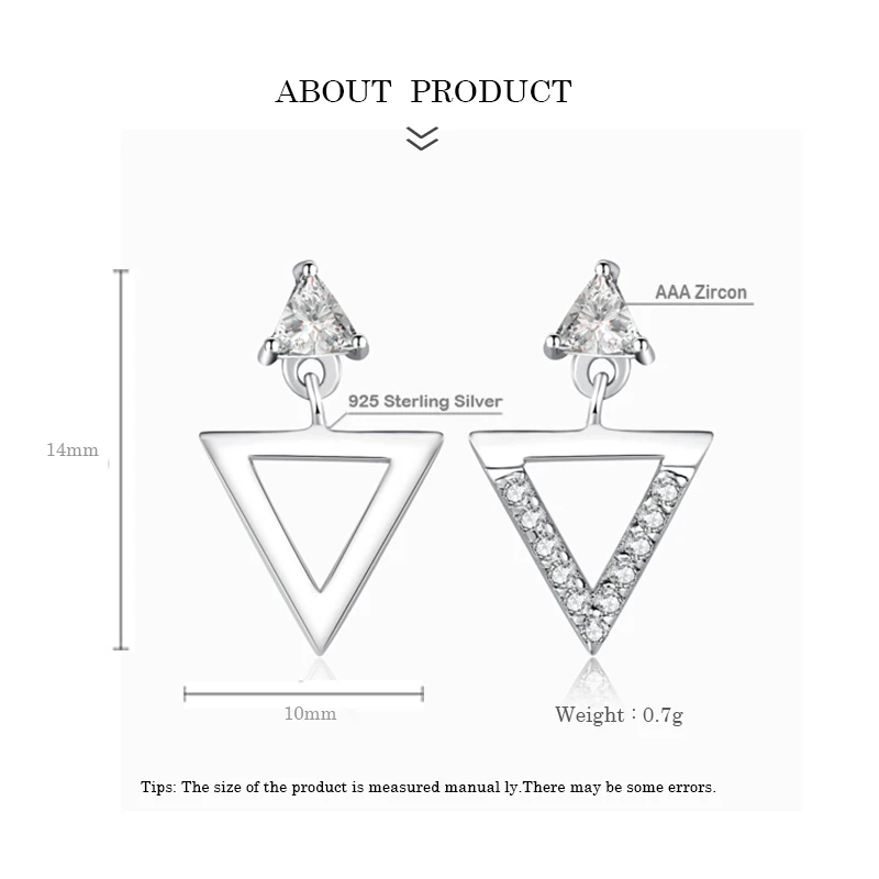 

925 Sterling Silver Asymmetry Triangle Drop Earrings for women undefined Jewelry gifts 2021 trend MUXUEYAN