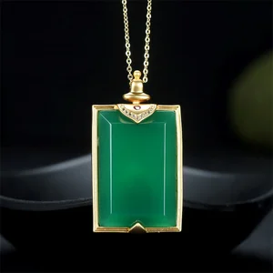 Hot Selling Natural Hand-carve Jade Brand Refined Copper Plating 24k Necklace Pendant Fashion Jewelry Men Women Luck Gifts1