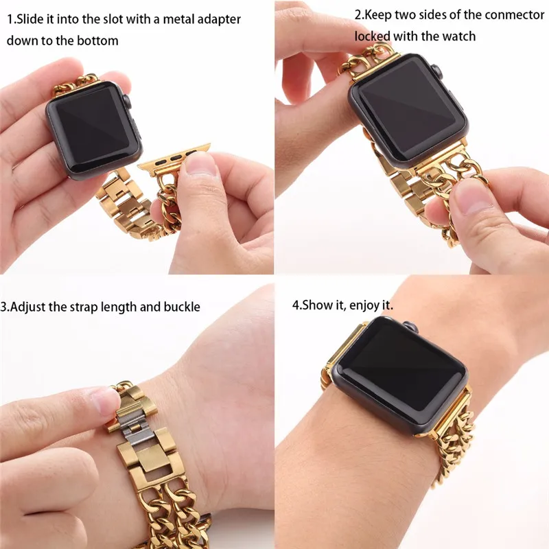 Браслет из нержавеющей стали ремешок для Apple Watch 42 мм 38 44 40 смарт iWatch серии 5 4 3 2 1