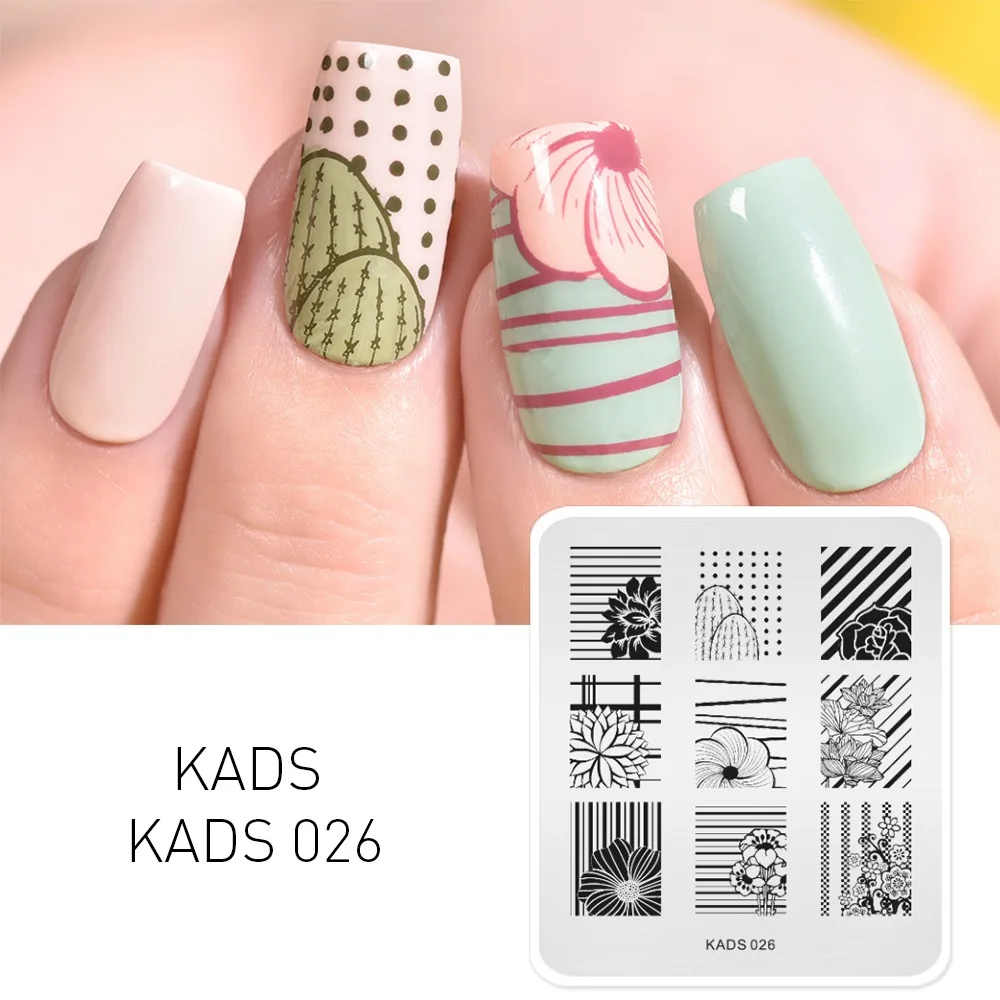 Kad 026 Нейл-арт шаблоны для стемпинга для нейл-арта 36 дизайнов цветок бабочка геометрическое изображение штамп Шаблон трафарет Инструменты для маникюра - Цвет: Kad 026