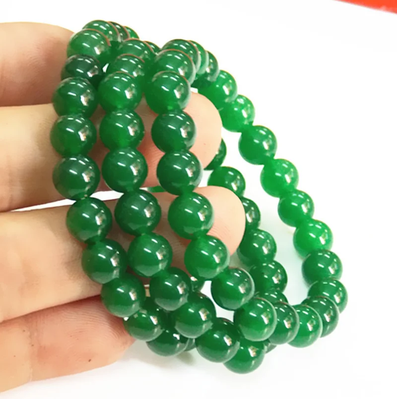 

8mm Jade Bracelet Beaded Emerald Jewelry Green Jade Fashion Bracelet for Men and Women Emerald Color Accessories