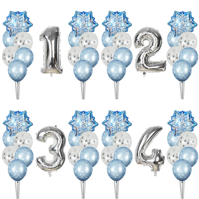 

Winter Birthday Theme Party Snowflake Balloons Foil Number Ballons Ice snow Party Christams Xmas Helium Globos Decor Supplies