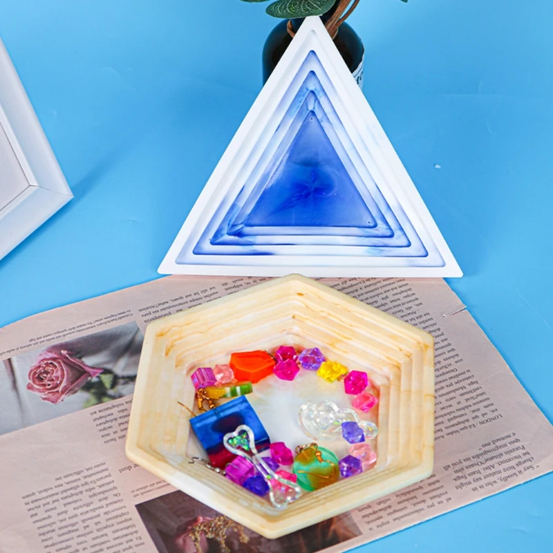 

N58F Step Tray Epoxy Resin Mold Storage Box Jewelry Holder Casting Silicone Mould DIY Crafts Ornaments Making Tools