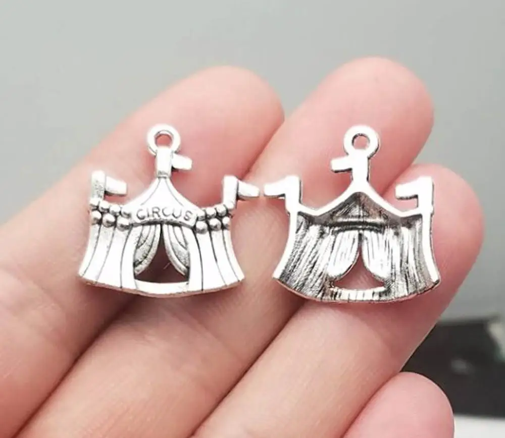 

15pcs/lot--22x22mm,Tent cham,Antique silver plated circus charms,DIY supplies,Jewelry accessories