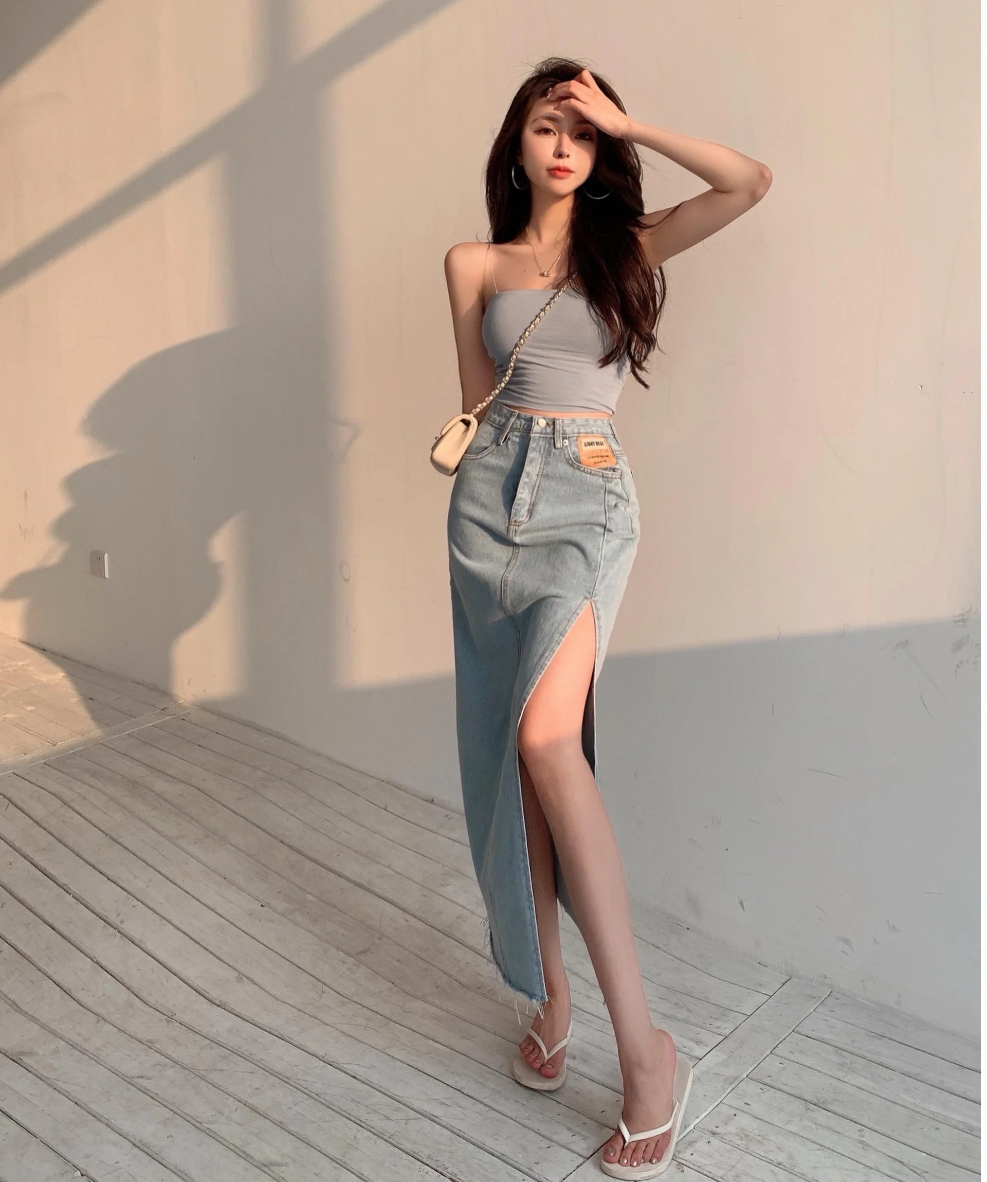 

A-Line Women's Skirts Summer Demin Skirt Large Size Single Slits Zipper Girls Streetwear Casual Skirts High Waist Young Style YK