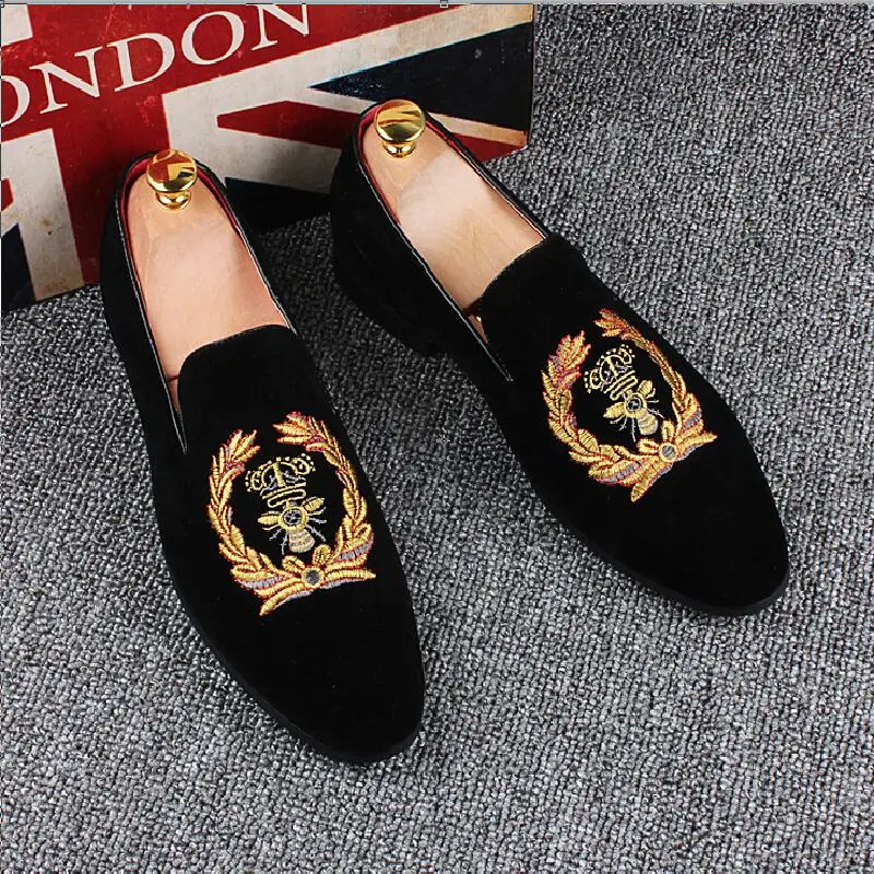 Shoes Men Velvet Loafers Embroidered Luxurious Dress Casual Handmade Breathable | Обувь