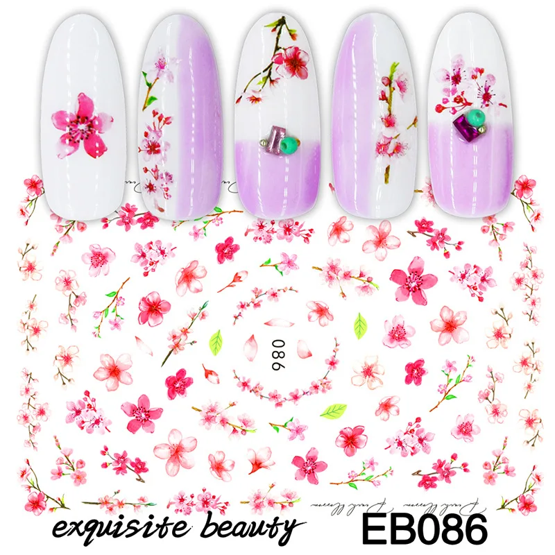 

Spring rendering flowers simulation nail stickers_EB ultra-thin 3D small flower gum nail decals 10PCS