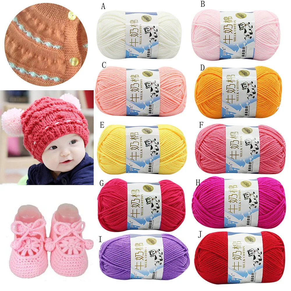 

50g Chunky Milk Cotton Yarn Bulky Knitting Cashmere Sweater Cardigan Scarf Glove Crochet Yarn Ball Soft Baby Cotton Wool Yarns