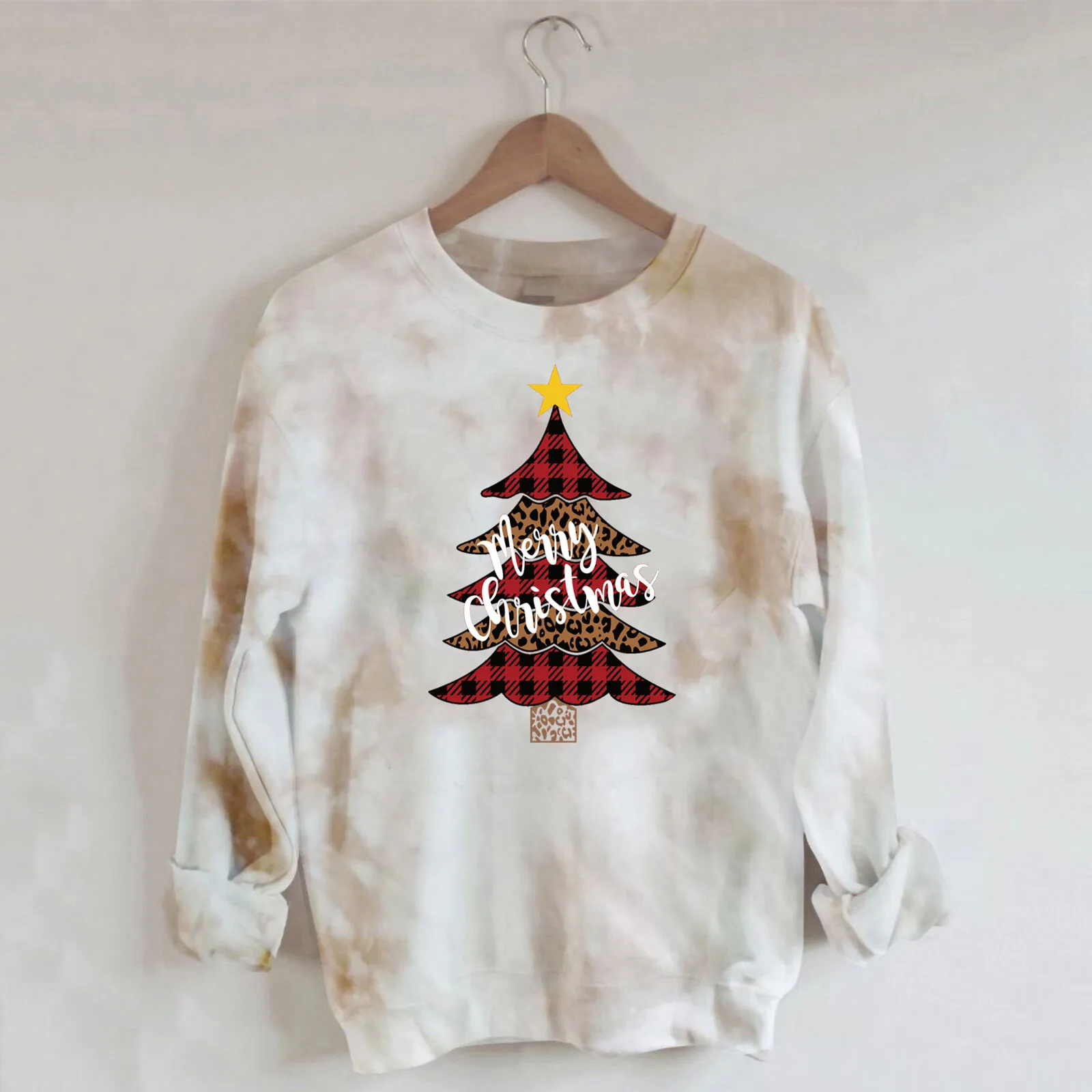 

Женский свитшот большого размера, Рождественский осенний женский свободный пуловер с длинным рукавом и круглым вырезом, топы, женская одеж...