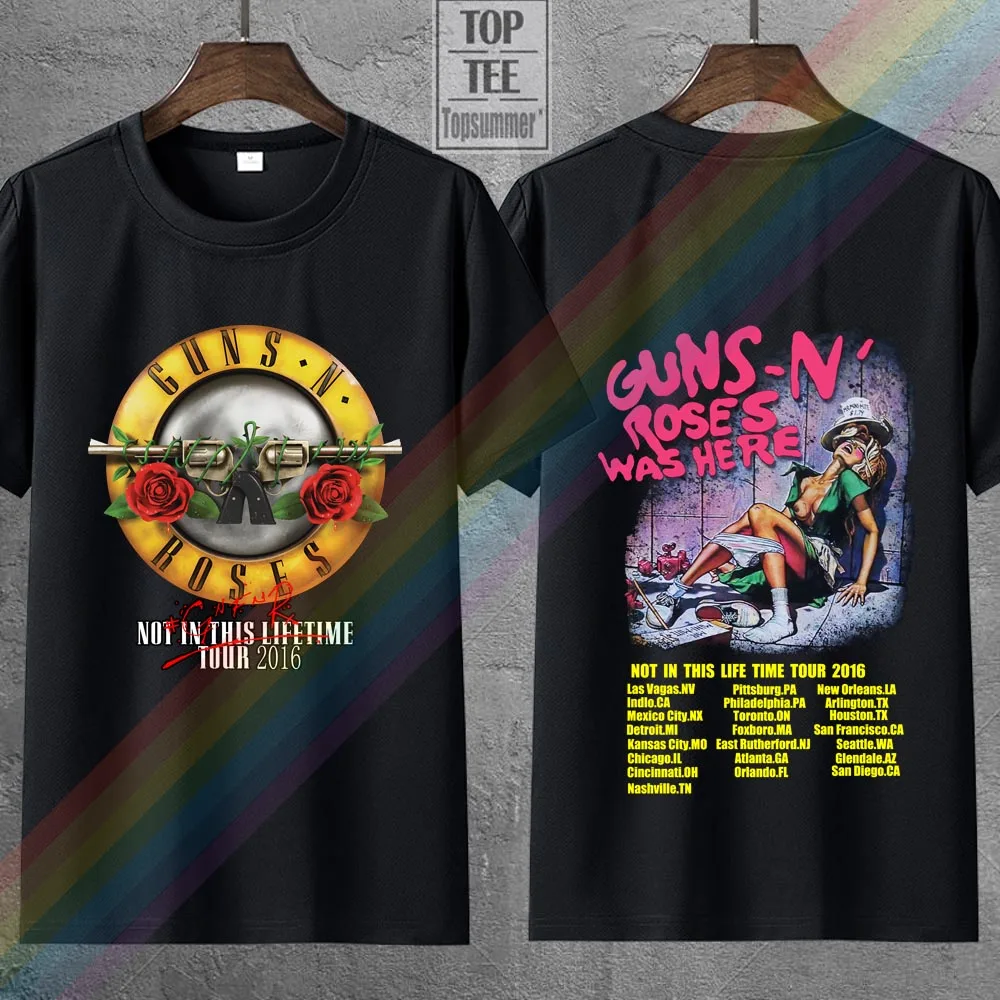 

Guns N Roses Not In This Life Time Tour 2016 T-Shirt Gothic Emo T-Shirts Punk Rock Tunics Skull Tshirt Hippie Goth Tee Shirt