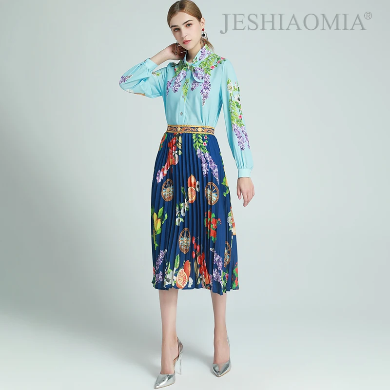 

2020 SPRING FLORAL PRINT TOP & PLEATED SKIRT SET