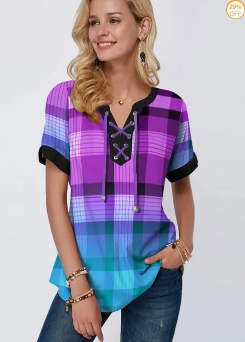 

Plus Size 4xl 5x Pullovers Blouse shirt Boho Print Lace Splice Women's Tops V-neck Loose 2020 Casual Summer New Female Tee Shirt