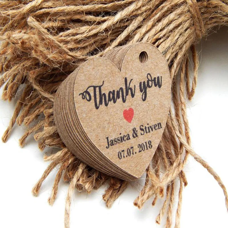 

Custom Size 3cm-7cm Thank You Label With Hole Wedding Christmas Birthday Party Decoration Business Card Baking