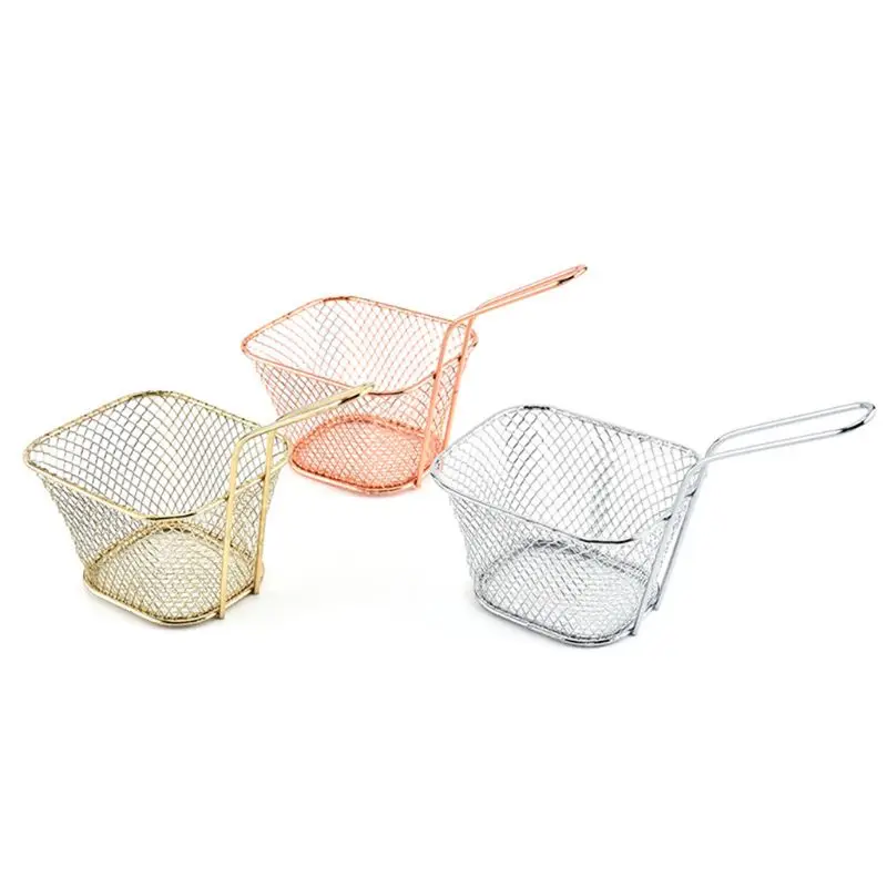 Portable Mini Chip Fryer French Fries Basket Frying Pan Filter Kitchen Cooking Chef Strainer Table Food Serving | Дом и сад