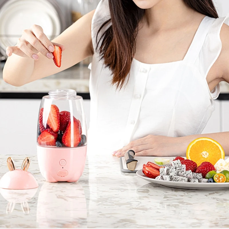 

Portable Cute Rabbit Ears Electric Juicer Cup Household USB Charging Mini Smoothie Fruits Blender Outgoing Juicer Extractor