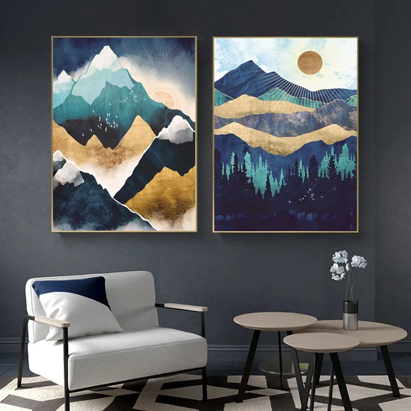

Abstract painting poster modern minimalist abstract landscape painting canvas painting bedroom living room decoration