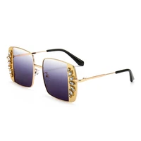 new metal sunglasses for couple square pattern diamond sunglasses fashion anchor street shooting sunshade 2021 leisure style