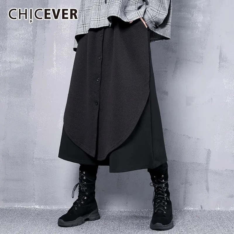 

CHICEVER 2020 осень зима широкие брюки женские эластичные с высокой талией повседневные свободные брюки до щиколотки для женщин Мода