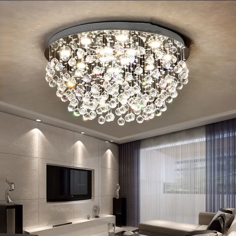 Lámpara de techo de cristal para dormitorio principal, luz Led redonda para sala de estar, ambiente moderno Simple, cálida y romántica para boda