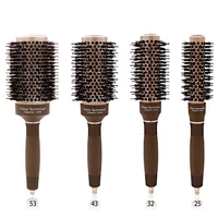 senior brown color aluminum round comb for curly hair styling brushes professional hairdressing hair salon styling tool