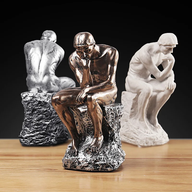 

Nordic Style Thinker Statue Decoration Creative Meditator Sculpture Home Decor Modern Art Bookcase Wine Cabinet Soft Decoration