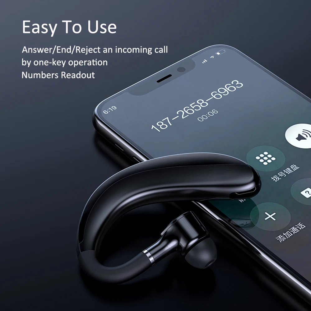 

Wireless earphones with microphone for all smartphones, hands-free sports headphones with Bluetooth connection and microphone