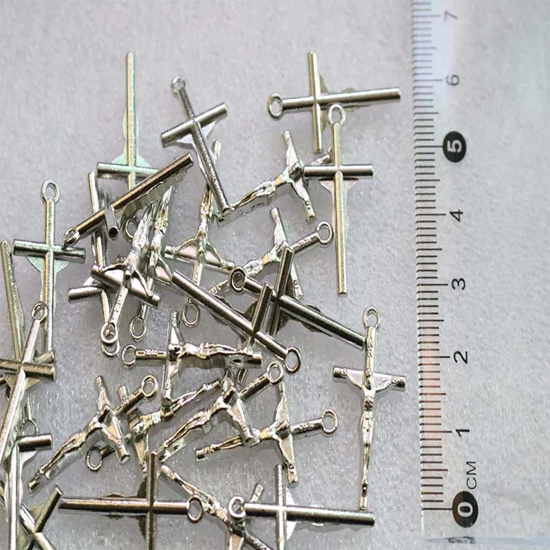100 шт./подвеска ручной работы крест кулон античное серебро цветной амулет с