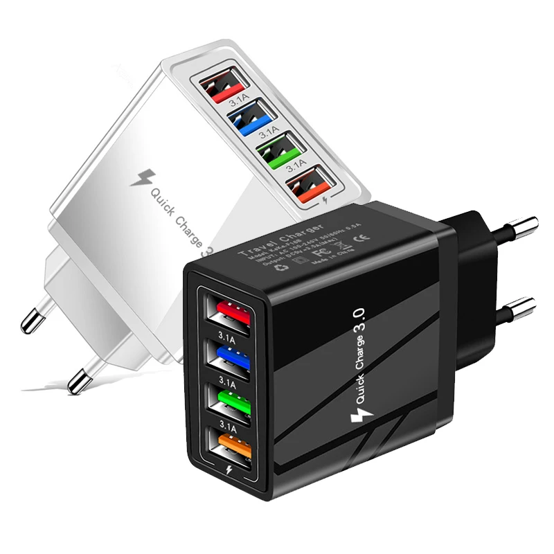 usb charger Wall Fast Phone Charger Adapter 4USB Quick Charge3.0 For iPhone13 Xiaomi 12 Phone Power Supply Mobile Phone Chargers