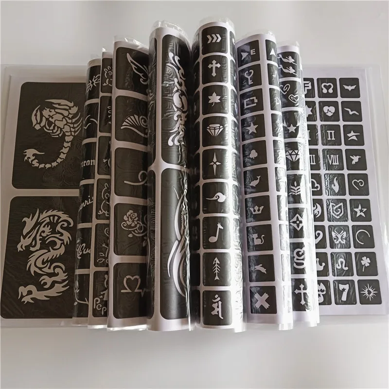 20 листов 516 карт Профессиональные Водонепроницаемые шаблоны для татуировки хной