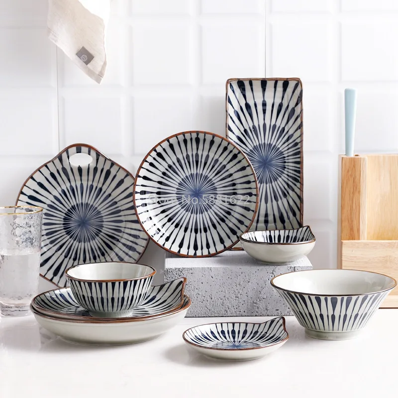 Японские традиционные Керамические обеденные тарелки фарфоровая стандартная