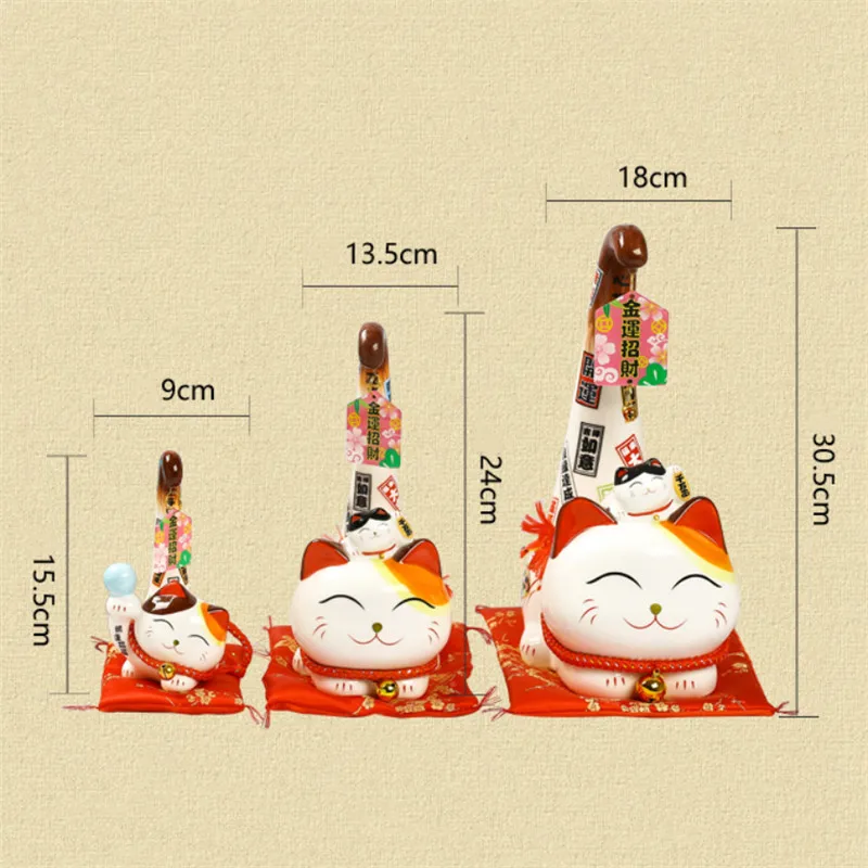Манэки-нэко в японском стиле керамическая кошка-удача мультяшная кошка с длинным
