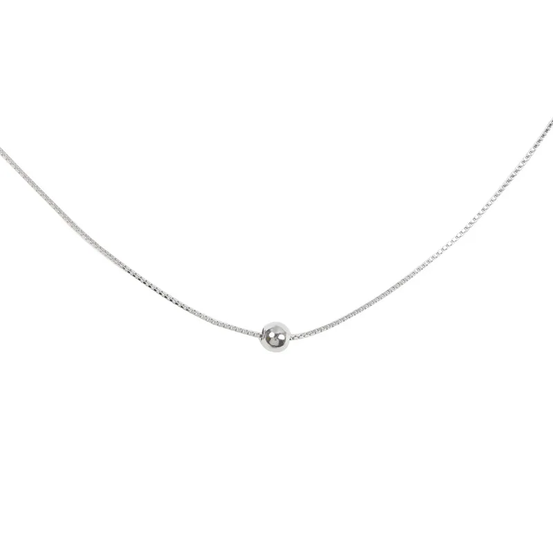 Женское минималистичное колье-чокер колье из серебра 925 пробы с бусинами