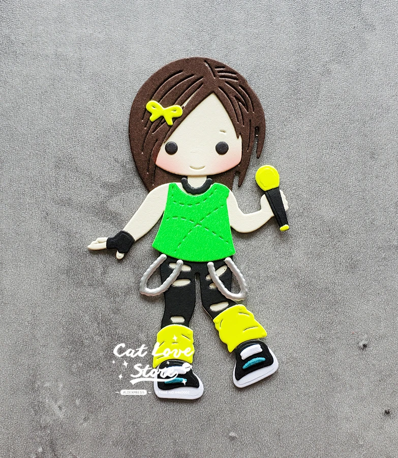 Catlove девушка рок певца металлический Трафаретный вырубной штамп трафарет для